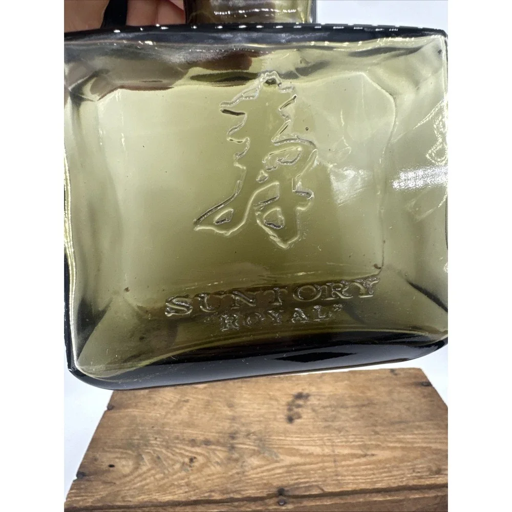 Old Whisky Suntory Royal Japan Glass Liquor Bottle Decanter EMPTY Barware VTG